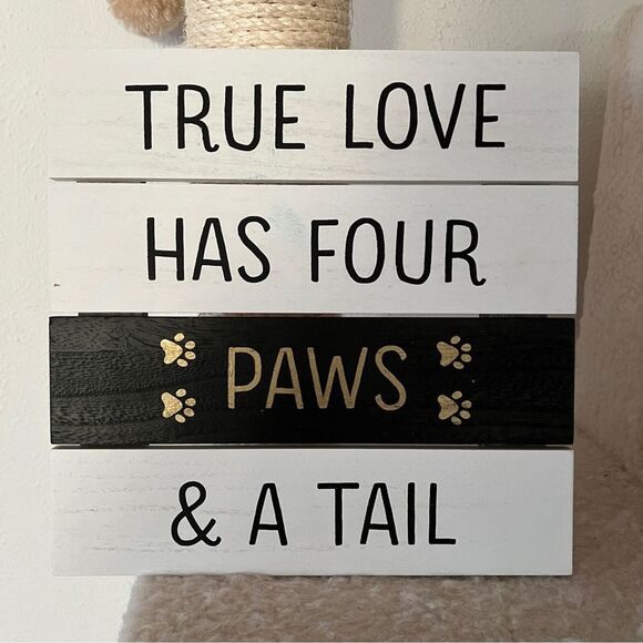 True love has four paws and a tail wooden rustic pet sign cat dog‎ lovers decor - Picture 2 of 6